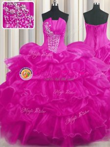 Sleeveless Lace Up Floor Length Beading and Ruffled Layers and Pick Ups Ball Gown Prom Dress