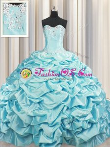 Nice Floor Length Lavender 15th Birthday Dress Organza Sleeveless Beading and Ruffles