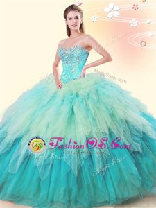 Best Selling Multi-color Sleeveless Tulle Lace Up Sweet 16 Dresses for Military Ball and Sweet 16 and Quinceanera