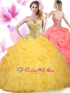 Romantic High-neck Sleeveless Tulle Quinceanera Dresses Beading and Ruffles Lace Up