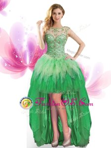 Scoop Sleeveless Beading and Ruffles Lace Up Celeb Inspired Gowns