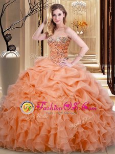 Multi-color Lace Up Sweetheart Embroidery and Ruffles Quinceanera Gown Fabric With Rolling Flowers Sleeveless Brush Train