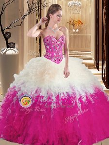 Stunning Multi-color Lace Up Vestidos de Quinceanera Embroidery and Ruffles Sleeveless Floor Length