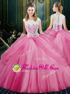 Inexpensive Scoop Sleeveless Lace and Pick Ups Zipper 15 Quinceanera Dress