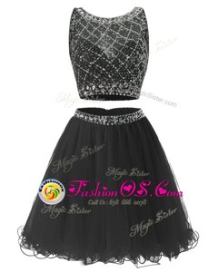 Sweetheart Sleeveless Side Zipper Homecoming Dress Black Organza