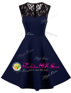 Scoop Satin Sleeveless Knee Length Prom Gown and Lace