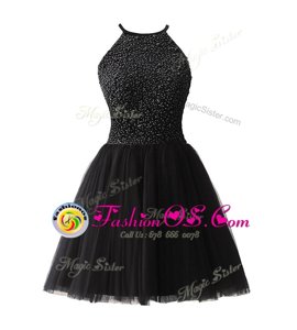 Fabulous Black Scoop Zipper Beading Dress for Prom Sleeveless