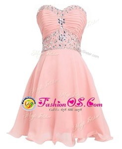 Sweetheart Sleeveless Lace Up Prom Dresses Pink Organza