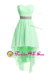Green Organza Lace Up Sweetheart Sleeveless High Low Belt