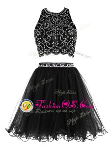 Enchanting Scoop Black Sleeveless Chiffon Clasp Handle Prom Party Dress for Prom and Party