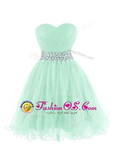 Fine Mini Length Lace Up Dress for Prom Apple Green and In for Prom and Party with Belt