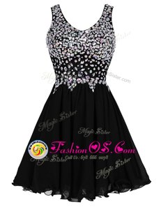 Chiffon Sleeveless Knee Length Dress for Prom and Beading