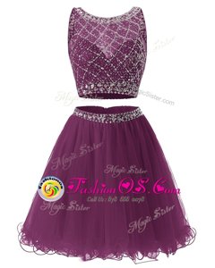 Fantastic Mini Length Purple Prom Dresses Sweetheart Sleeveless Side Zipper