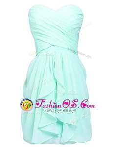 Knee Length Lace Up Apple Green and In for Prom and Party with Ruching