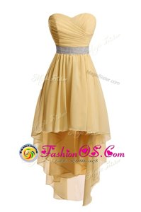 High Quality Gold Sweetheart Lace Up Belt Homecoming Dress Sleeveless