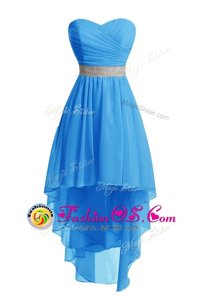 Beautiful Baby Blue Sleeveless Organza Lace Up Dress for Prom for Prom and Party