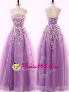 Custom Made Lilac Sleeveless Tulle Zipper Dress for Prom for Prom