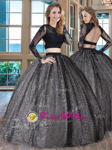 Excellent Scoop Long Sleeves Appliques Backless Vestidos de Quinceanera