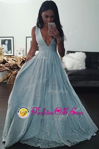 Custom Fit Sleeveless Zipper Floor Length Beading and Lace Celebrity Dress