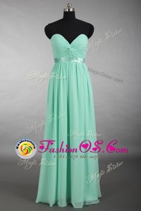 Lovely Floor Length A-line Sleeveless Apple Green Prom Evening Gown Zipper