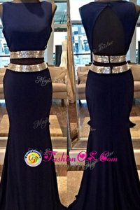 Luxury Mermaid Sleeveless Backless Floor Length Sequins Prom Gown