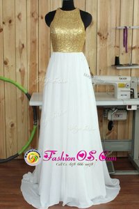 Exceptional White High-neck Neckline Lace Prom Evening Gown Sleeveless Backless