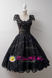 Beauteous Scoop Cap Sleeves Lace Homecoming Dress Lace Zipper