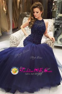 High End Mermaid Scoop Sleeveless Beading Backless Evening Gowns