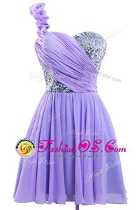 Hot Sale One Shoulder Chiffon Sleeveless Mini Length Cocktail Dress and Sequins