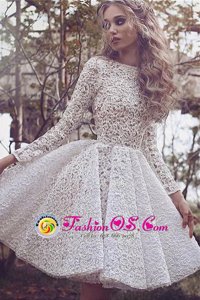 Perfect Lace Long Sleeves Mini Length Prom Evening Gown and Lace