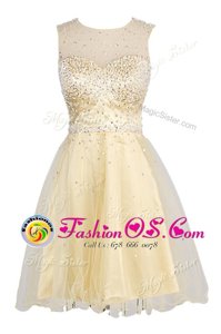 Shining Scoop Sleeveless Organza Prom Evening Gown Sequins Zipper