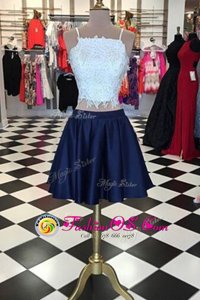 Fantastic Lace Sleeveless Knee Length Evening Dress and Beading