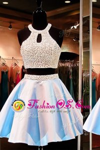 Blue Cocktail Dress Prom and Party and For with Beading Scoop Sleeveless Zipper