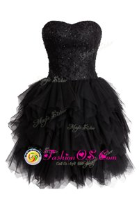 Sequins Knee Length Ball Gowns Sleeveless Black Cocktail Dresses Lace Up