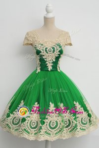 Square Cap Sleeves Tulle Mother Of The Bride Dress Lace Zipper