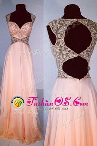 Sleeveless Zipper Floor Length Beading