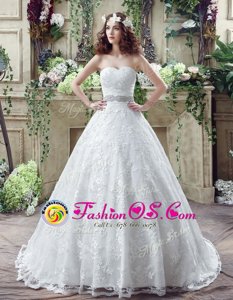 Top Selling White Wedding Gowns Sweetheart Sleeveless Court Train Lace Up