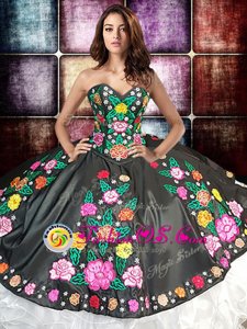 Dramatic Organza and Taffeta Sleeveless Floor Length Quinceanera Gown and Embroidery and Ruffles