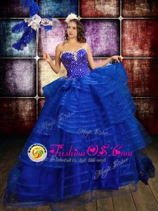 Trendy Sleeveless Beading and Ruffled Layers Lace Up 15 Quinceanera Dress