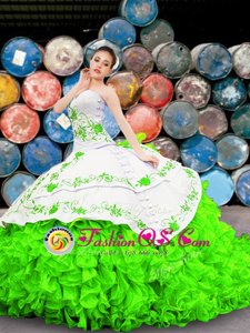 On Sale Floor Length Lace Up Vestidos de Quinceanera for Military Ball and Sweet 16 and Quinceanera with Appliques and Embroidery and Ruffles
