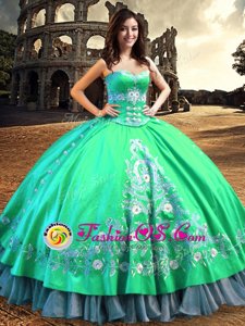 Nice Turquoise Vestidos de Quinceanera Military Ball and Sweet 16 and Quinceanera and For with Lace and Embroidery Off The Shoulder Sleeveless Lace Up