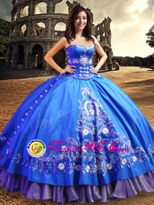 Sumptuous One Shoulder Sleeveless Lace Up Vestidos de Quinceanera Royal Blue Satin