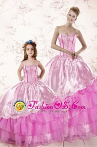Spectacular Ruffled Floor Length Ball Gowns Sleeveless Lilac Vestidos de Quinceanera Lace Up