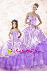 Attractive Ruffled Sweetheart Sleeveless Lace Up Sweet 16 Quinceanera Dress Lavender Organza