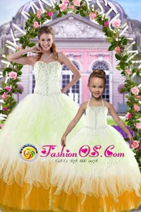 Captivating Multi-color Sweetheart Neckline Beading and Ruffles 15th Birthday Dress Sleeveless Lace Up