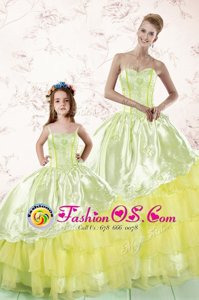 Excellent Sweetheart Sleeveless Organza Sweet 16 Quinceanera Dress Embroidery and Ruffled Layers Lace Up