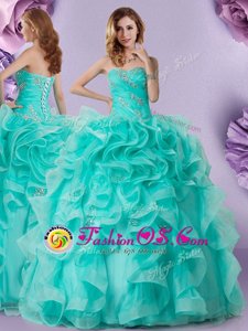 New Arrival Sleeveless Beading and Ruffles Lace Up Sweet 16 Dresses
