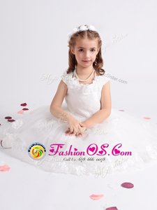 Lovely Scoop Cap Sleeves Zipper Toddler Flower Girl Dress White Tulle