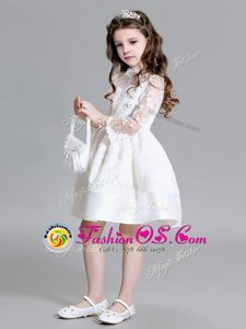 Captivating Lace Flower Girl Dresses for Less White Zipper Long Sleeves Mini Length