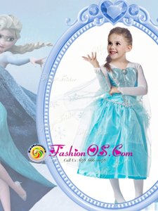 White and Blue V-neck Zipper Beading Flower Girl Dresses Long Sleeves